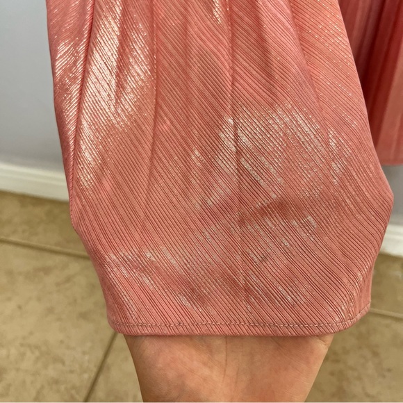 Retrofete Mallory pink shimmer cut out strapless slit gown S wedding guest gala - Picture 11 of 16